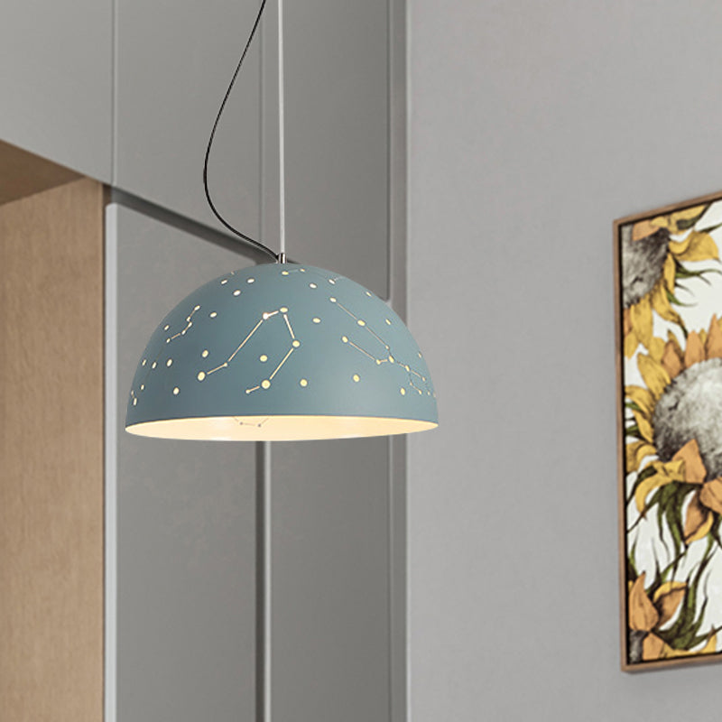 Minimalist Metal Hanging Ceiling Light - 1-Light Semisphere Pendant Lamp - Blue/Green/Yellow
