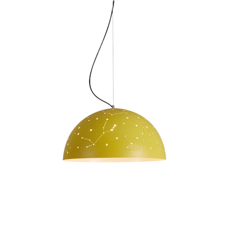 Minimalist Metal Hanging Ceiling Light - 1-Light Semisphere Pendant Lamp - Blue/Green/Yellow