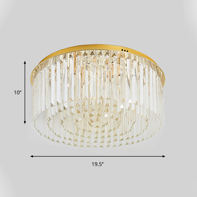 Contemporary Golden Crystal Ceiling Lamp - 6-Light Dining Room Flush Light