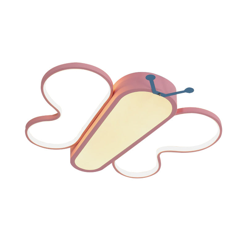 Insect Cute Butterfly Flush Mount Light in Pink for Girls Bedroom Balcony