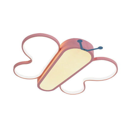 Insect Cute Butterfly Flush Mount Light in Pink for Girls Bedroom Balcony