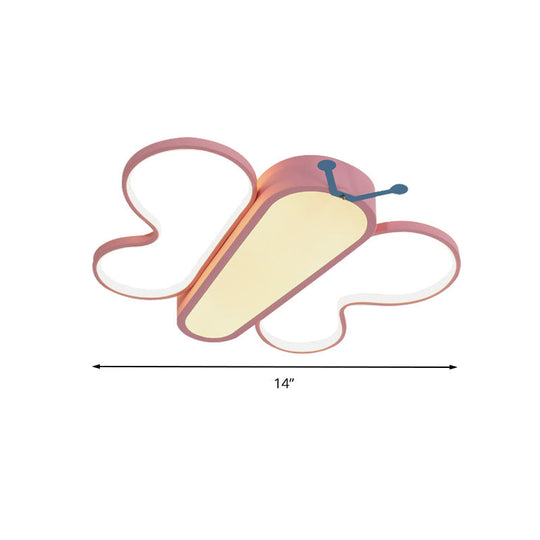 Insect Cute Butterfly Flush Mount Light in Pink for Girls Bedroom Balcony