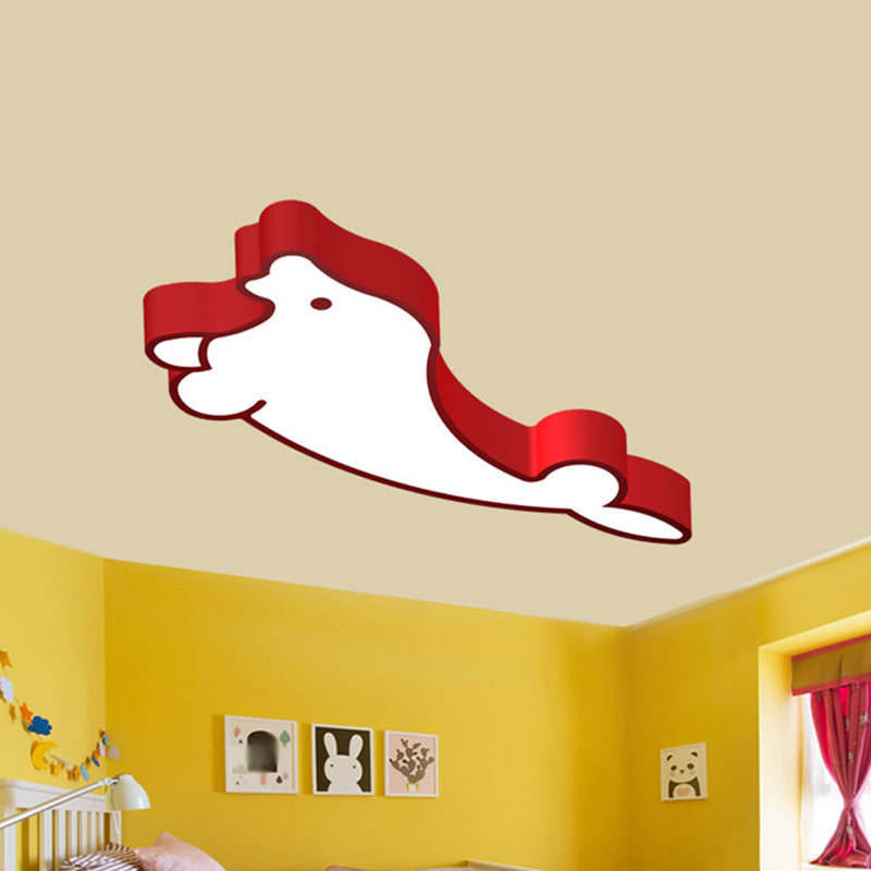 LED Cartoon Seal Ceiling Light with Colorful Acrylic Shade - Flush Mount Fixture