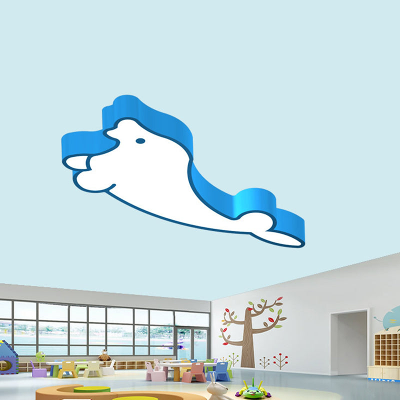 LED Cartoon Seal Ceiling Light with Colorful Acrylic Shade - Flush Mount Fixture