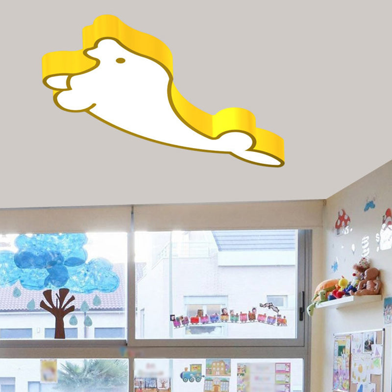 LED Cartoon Seal Ceiling Light with Colorful Acrylic Shade - Flush Mount Fixture