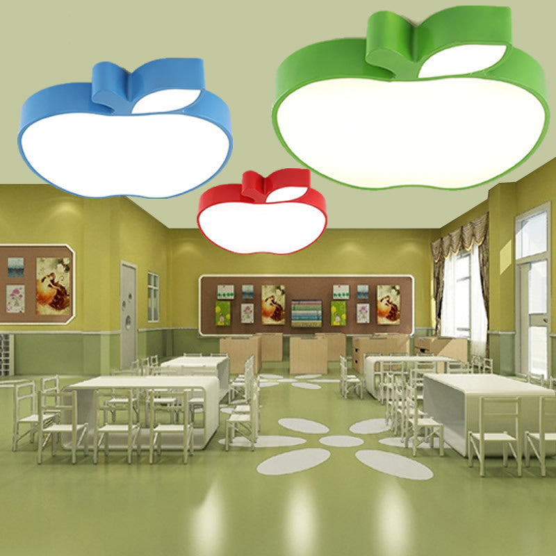 Kids Style Led Ceiling Lamp For Baby Room - Apple Acrylic Flush Mount Light (18/21.5 W)