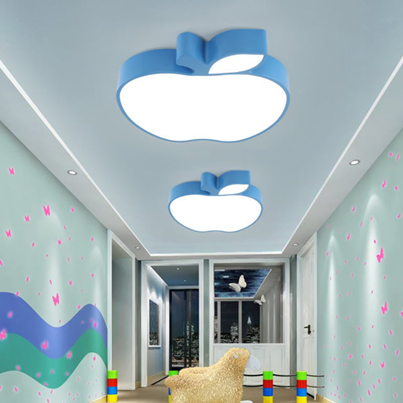 Kids Style LED Ceiling Lamp for Baby Room - Apple Acrylic Flush Mount Light (18"/21.5" W) - Red/Blue/Yellow