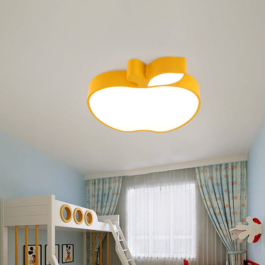 Kids Style LED Ceiling Lamp for Baby Room - Apple Acrylic Flush Mount Light (18"/21.5" W) - Red/Blue/Yellow