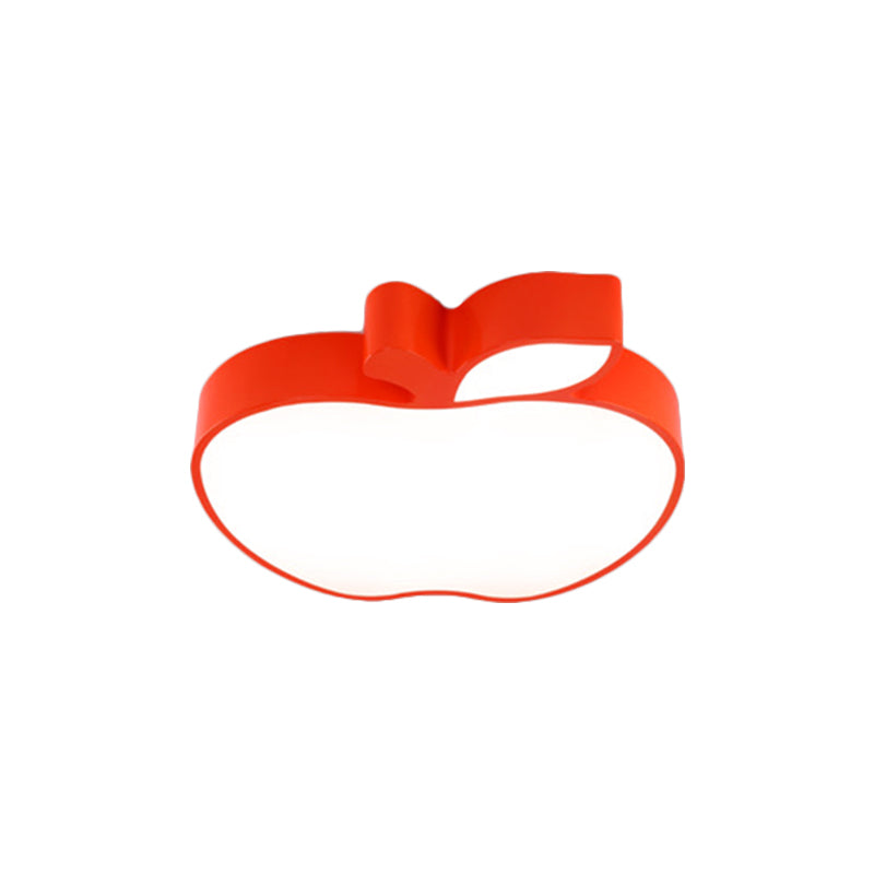 Kids Style LED Ceiling Lamp for Baby Room - Apple Acrylic Flush Mount Light (18"/21.5" W) - Red/Blue/Yellow