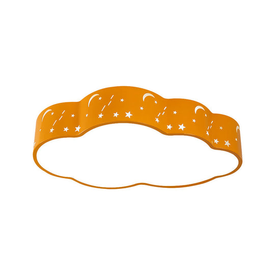 Hollowed-Out Cloud LED Flush Light: Macaron Acrylic Red/Yellow/Blue, 20.5"/24.5" Width