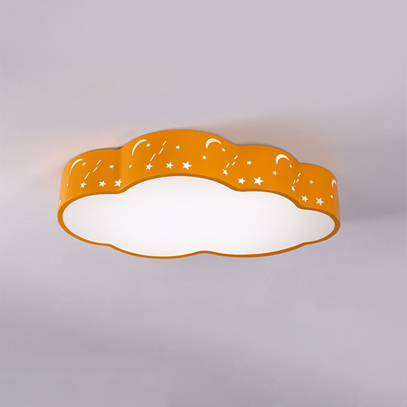 Hollowed-Out Cloud LED Flush Light: Macaron Acrylic Red/Yellow/Blue, 20.5"/24.5" Width