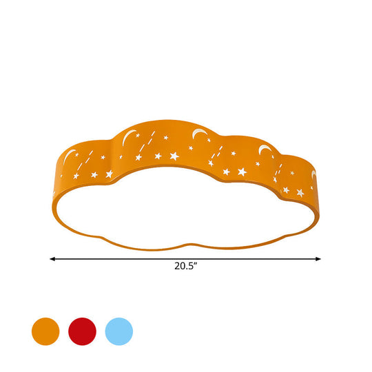 Hollowed-Out Cloud LED Flush Light: Macaron Acrylic Red/Yellow/Blue, 20.5"/24.5" Width