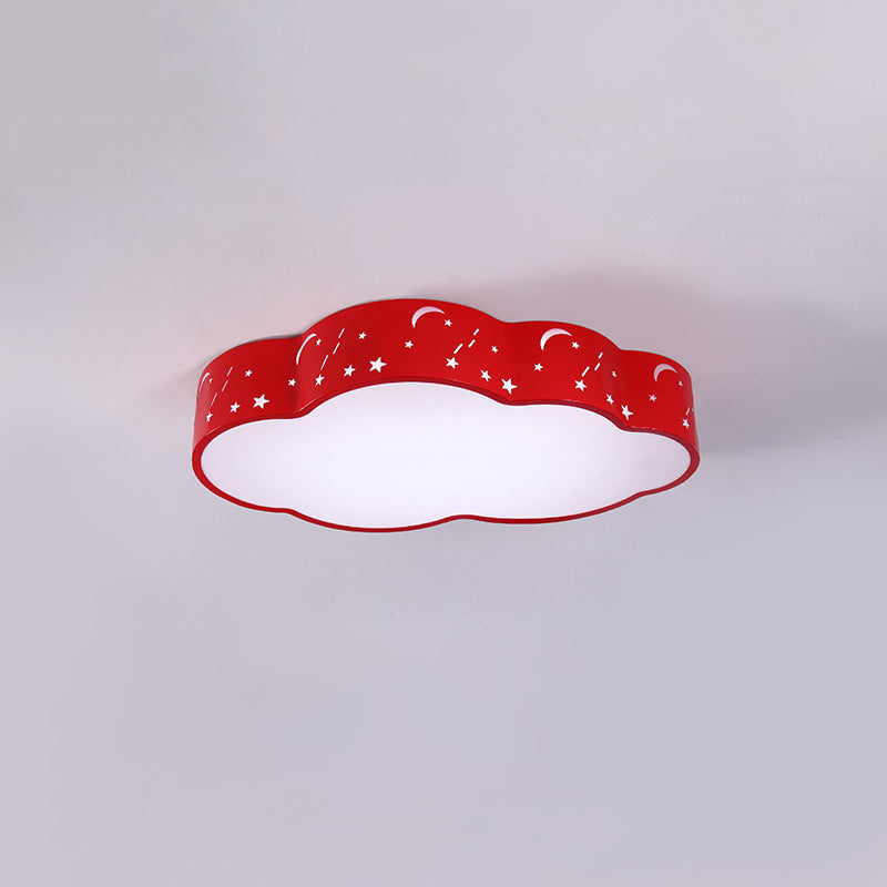 Hollowed-Out Cloud LED Flush Light: Macaron Acrylic Red/Yellow/Blue, 20.5"/24.5" Width