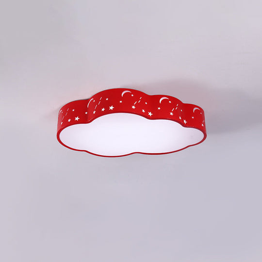 Hollowed-Out Cloud LED Flush Light: Macaron Acrylic Red/Yellow/Blue, 20.5"/24.5" Width