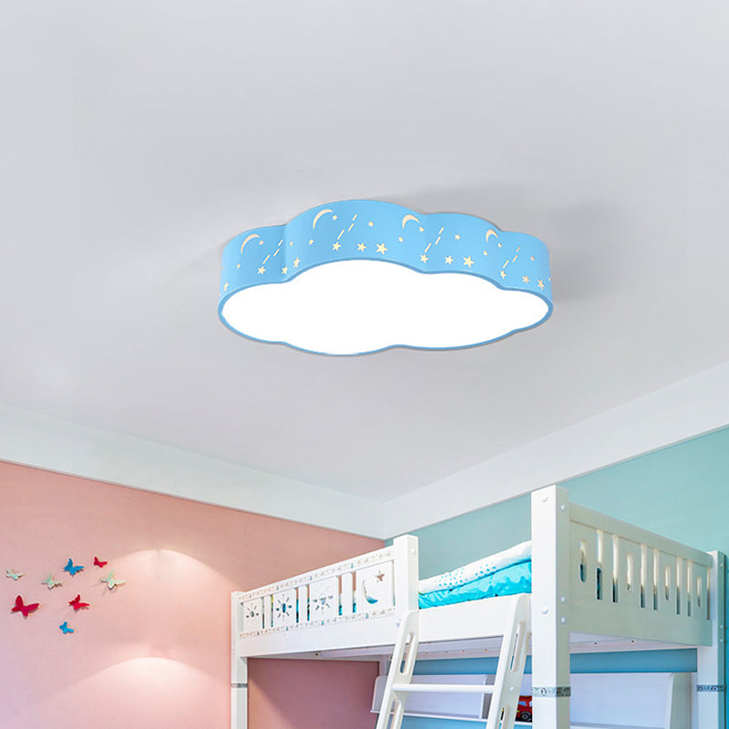 Hollowed-Out Cloud LED Flush Light: Macaron Acrylic Red/Yellow/Blue, 20.5"/24.5" Width