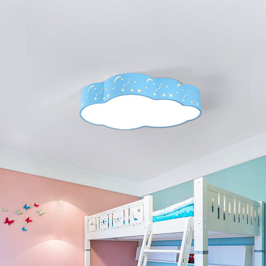 Hollowed-Out Cloud LED Flush Light: Macaron Acrylic Red/Yellow/Blue, 20.5"/24.5" Width