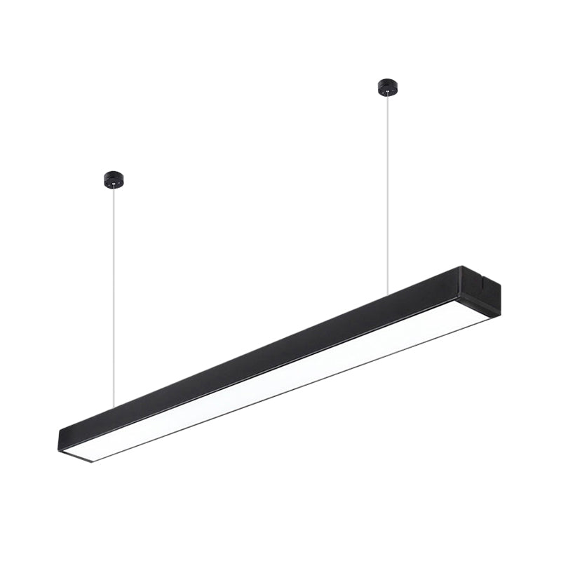 Minimalist Linear LED Hanging Light - Acrylic, Black/White - Office Ceiling Pendant Lamp (2"/3"/4" Wide)