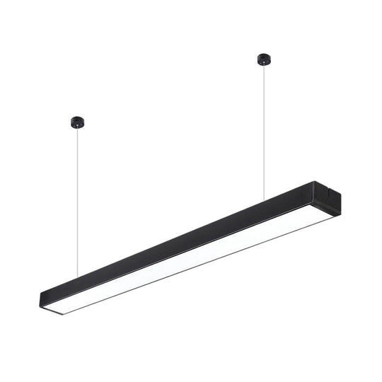 Minimalist Linear LED Hanging Light - Acrylic, Black/White - Office Ceiling Pendant Lamp (2"/3"/4" Wide)