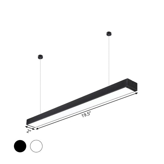 Minimalist Acrylic Linear Led Hanging Light Black/White Ceiling Pendant Lamp For Office - 2/3/4 Wide