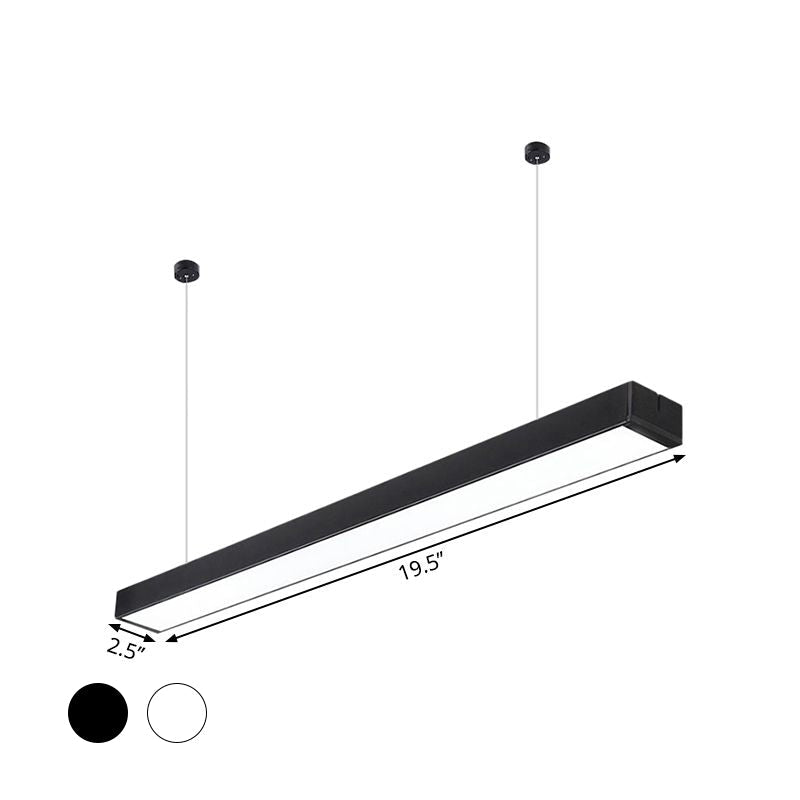 Minimalist Linear LED Hanging Light - Acrylic, Black/White - Office Ceiling Pendant Lamp (2"/3"/4" Wide)