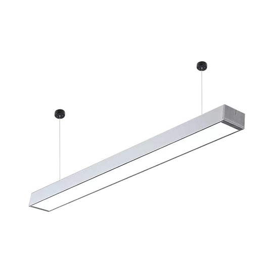 Minimalist Acrylic Linear Led Hanging Light Black/White Ceiling Pendant Lamp For Office - 2/3/4 Wide