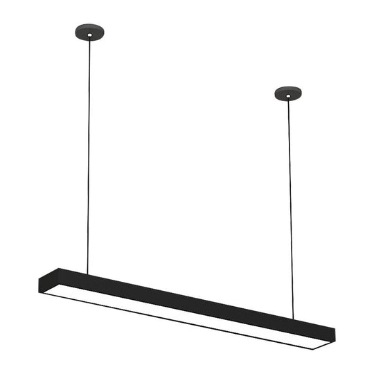 Modern Black/White Rectangle Pendant Light - 23.5"/35.5"/47" Wide LED Iron Hanging Fixture for Office