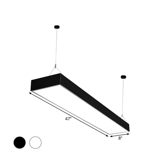 Hanging Led Corridor Light - Rectangular Acrylic Pendant Minimalist Design In Black/White