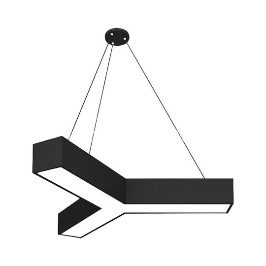 Modern Y-Shaped Gymnasium Led Ceiling Lamp In Black/White 14/18/24.5 W