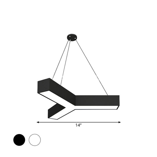 Modern Y-Shaped Gymnasium LED Ceiling Lamp in Black/White, 3 Sizes Available