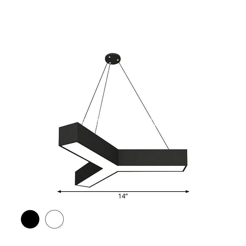 Modern Y-Shaped Gymnasium Led Ceiling Lamp In Black/White 14/18/24.5 W