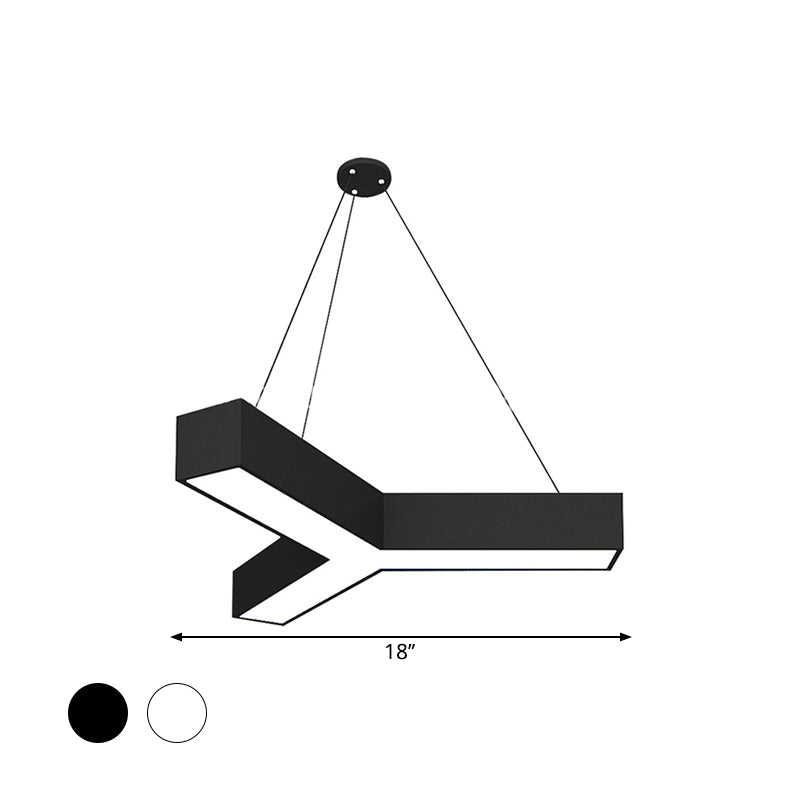 Modern Y-Shaped Gymnasium LED Ceiling Lamp in Black/White, 3 Sizes Available