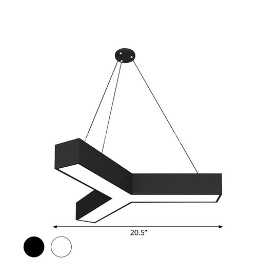 Modern Y-Shaped Gymnasium Led Ceiling Lamp In Black/White 14/18/24.5 W