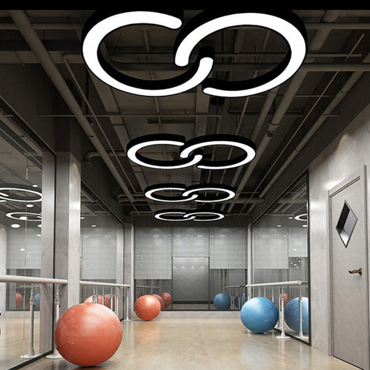 Contemporary Black C Pendant Ceiling Light - 16"/23.5"/31.5" W - LED Acrylic Down Lighting in Warm/White Light