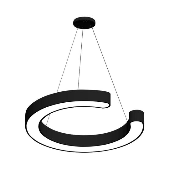 Contemporary Black C Pendant Ceiling Light - 16"/23.5"/31.5" W - LED Acrylic Down Lighting in Warm/White Light