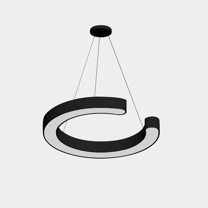 Contemporary Black C Pendant Ceiling Light - 16"/23.5"/31.5" W - LED Acrylic Down Lighting in Warm/White Light