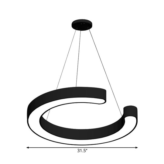 Contemporary Black C Pendant Ceiling Light - 16"/23.5"/31.5" W - LED Acrylic Down Lighting in Warm/White Light