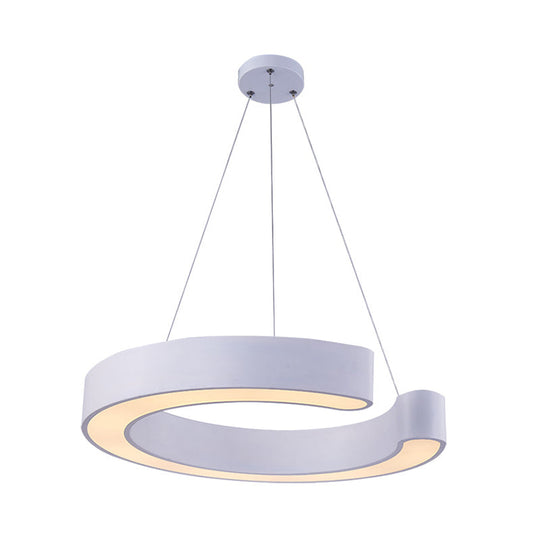 C Shaped Acrylic LED Pendant Lamp - Minimalist Black/White - Warm/White Light - 21.5"/31.5" Wide