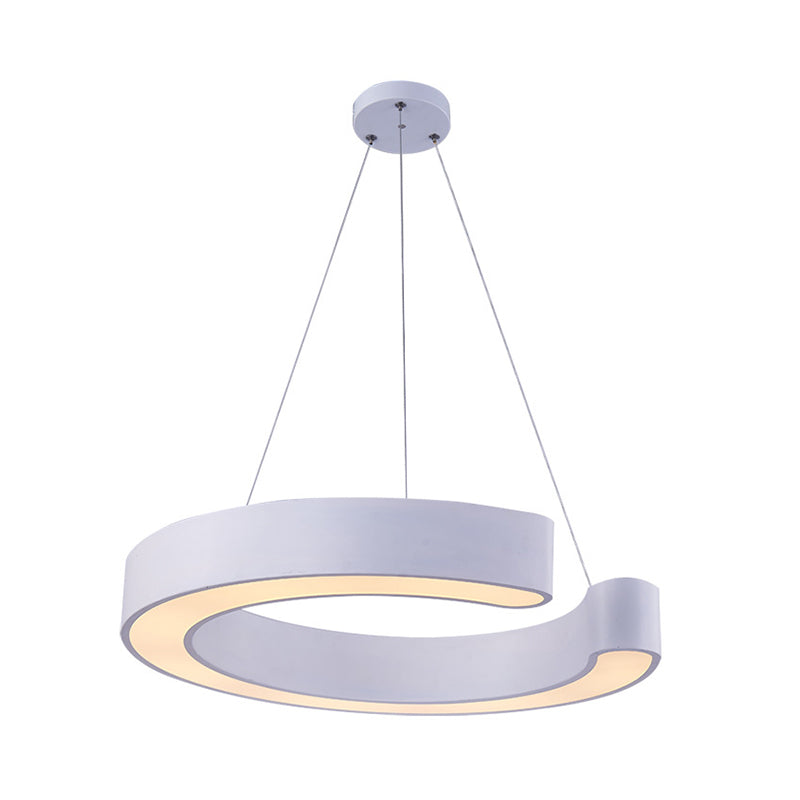 C Shaped Acrylic Led Pendant: Minimalist Black/White Hanging Lamp In Warm/White Light 21.5/31.5 Wide