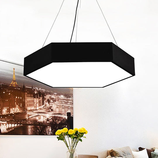 Modern Metallic LED Pendant Light with Honeycomb Design, Black/White, Acrylic Diffuser - 16"/23.5"/35.5" W