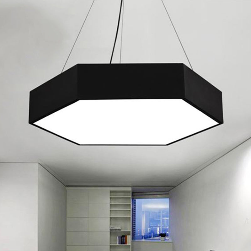 Modern Metallic LED Pendant Light with Honeycomb Design, Black/White, Acrylic Diffuser - 16"/23.5"/35.5" W