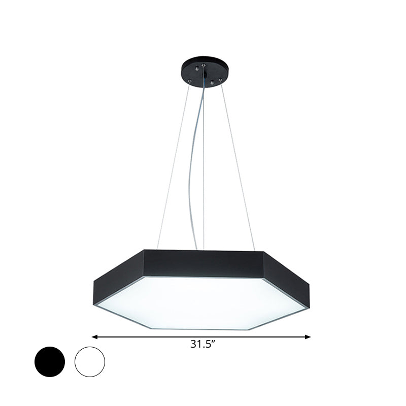 Modern Metallic LED Pendant Light with Honeycomb Design, Black/White, Acrylic Diffuser - 16"/23.5"/35.5" W