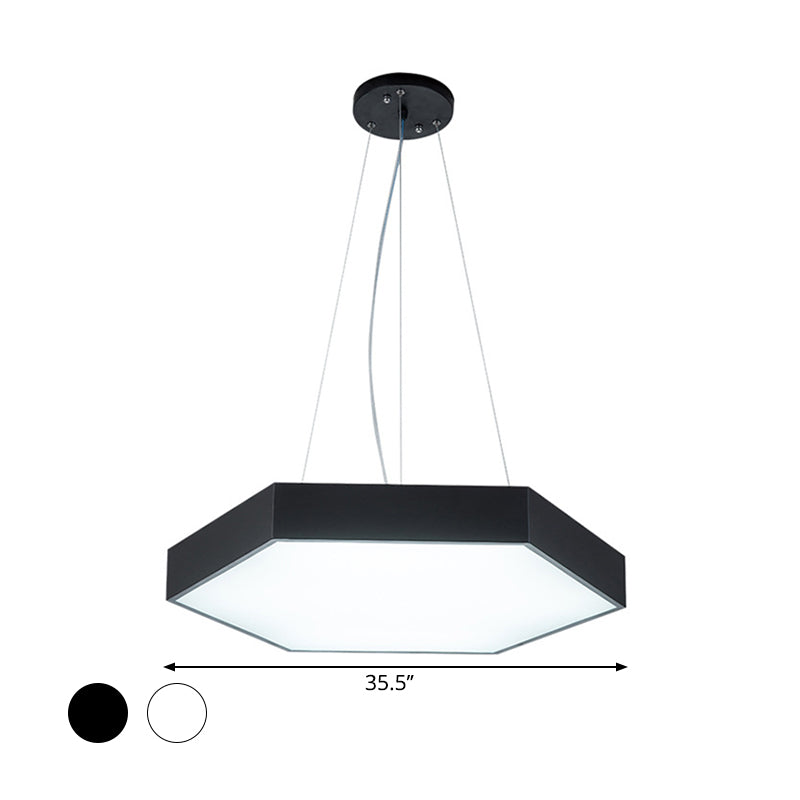 Modern Metallic LED Pendant Light with Honeycomb Design, Black/White, Acrylic Diffuser - 16"/23.5"/35.5" W