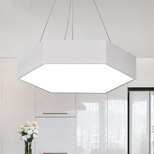 Modern Metallic LED Pendant Light with Honeycomb Design, Black/White, Acrylic Diffuser - 16"/23.5"/35.5" W