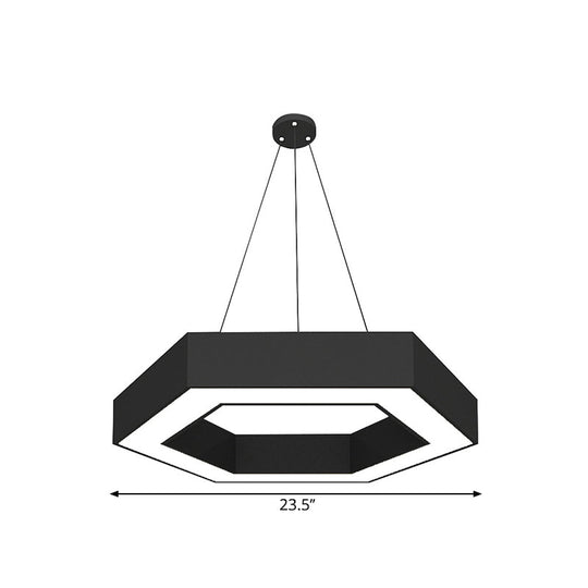 Luminaire suspendu à LED hexagonal moderne en acrylique noir, 18"/31,5"/47" de large