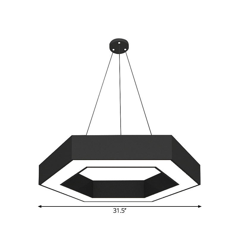 Modern Black Led Pendant Light - Hexagonal Acrylic Fixture 18/31.5/47 Wide