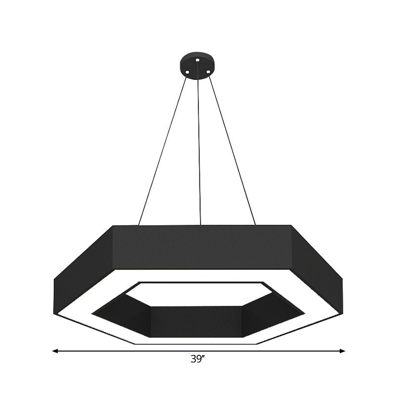 Luminaire suspendu à LED hexagonal moderne en acrylique noir, 18"/31,5"/47" de large