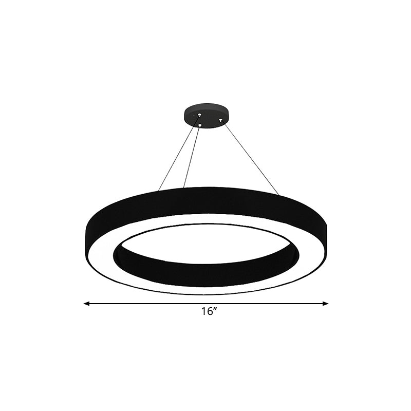 Kit de suspension LED circulaire Lampe de bureau minimaliste en acrylique noir, 16"/23,5"/47" de diamètre