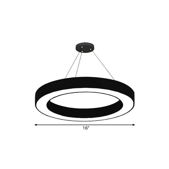 Kit de suspension LED circulaire Lampe de bureau minimaliste en acrylique noir, 16"/23,5"/47" de diamètre