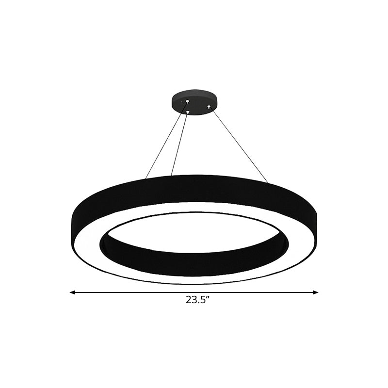 Kit de suspension LED circulaire Lampe de bureau minimaliste en acrylique noir, 16"/23,5"/47" de diamètre