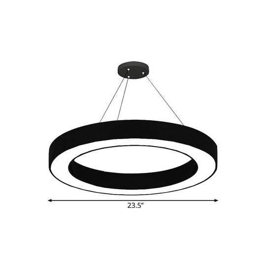 Kit de suspension LED circulaire Lampe de bureau minimaliste en acrylique noir, 16"/23,5"/47" de diamètre